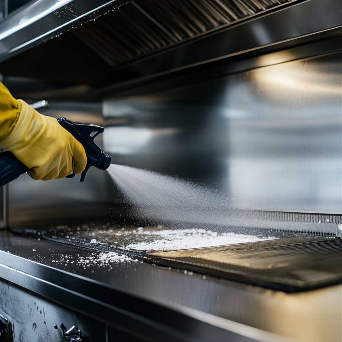 Sanitizing a restaurant flattop grill