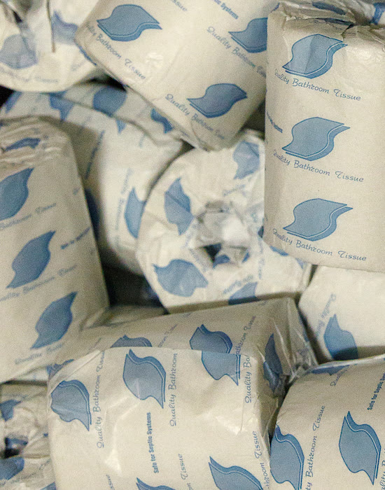 Toilet paper rolls, wrapped